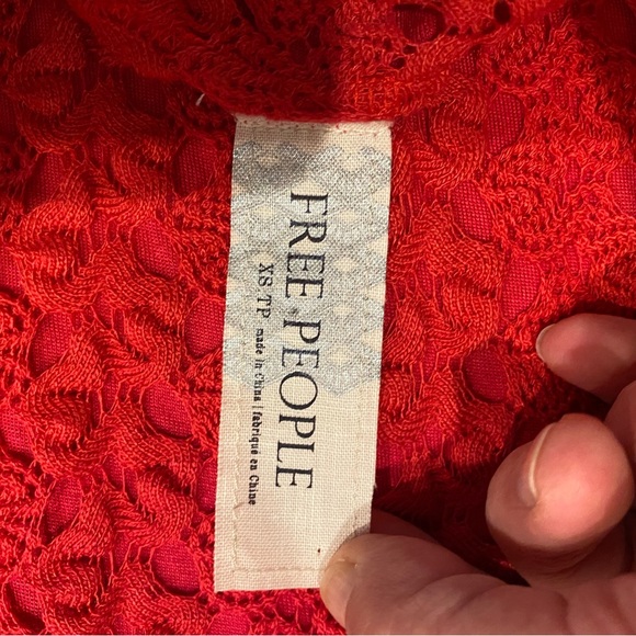 Free People red lined lace crochet bodycon dress size XS - Picture 8 of 11